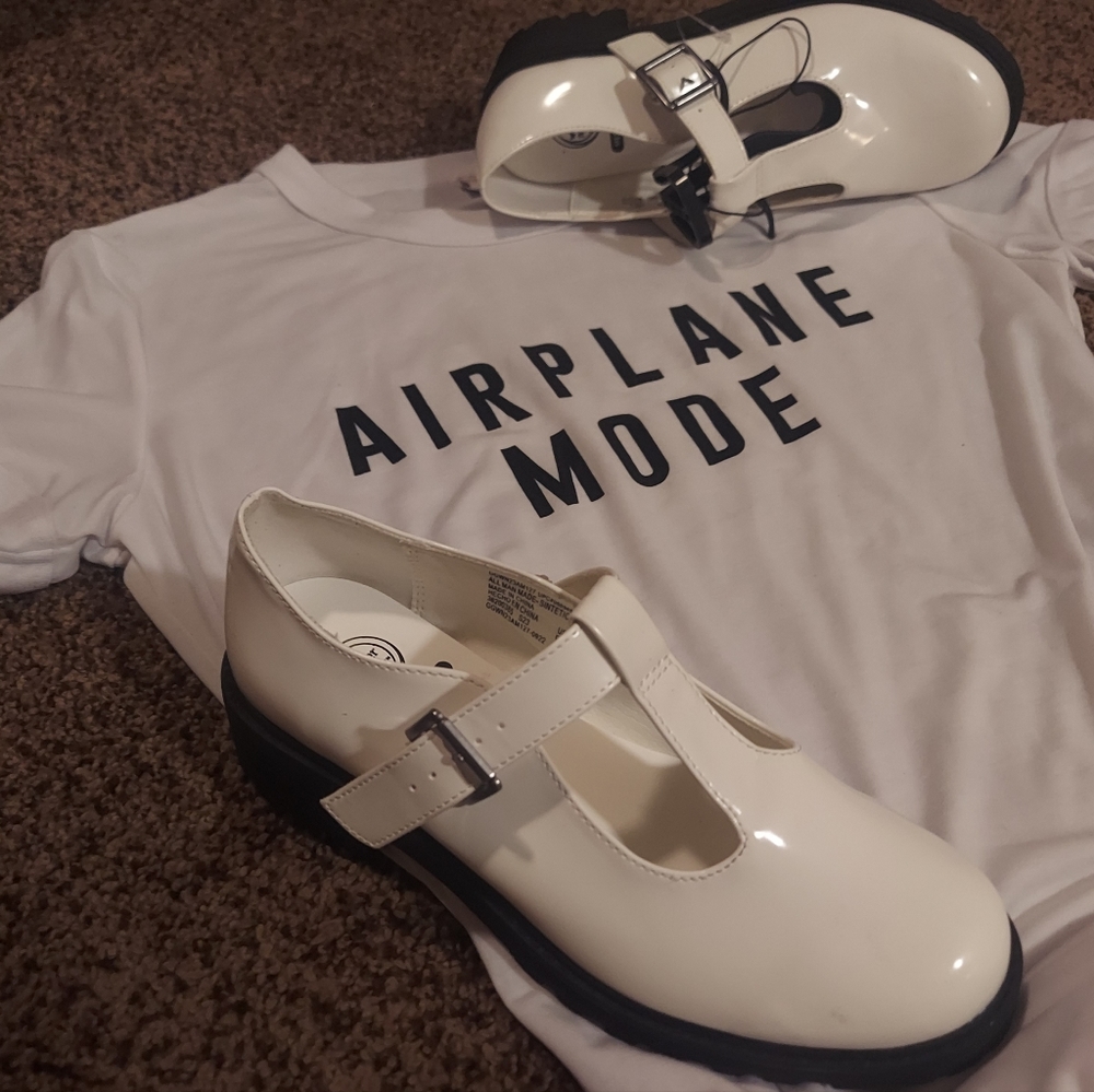 Mary Jane Style Preppy White Lug chunky platform Loafers  by Wonder Nation - Picture 7 of 14